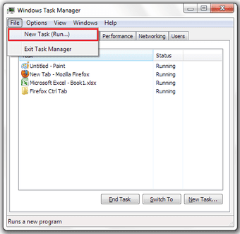 Task Manager New Task