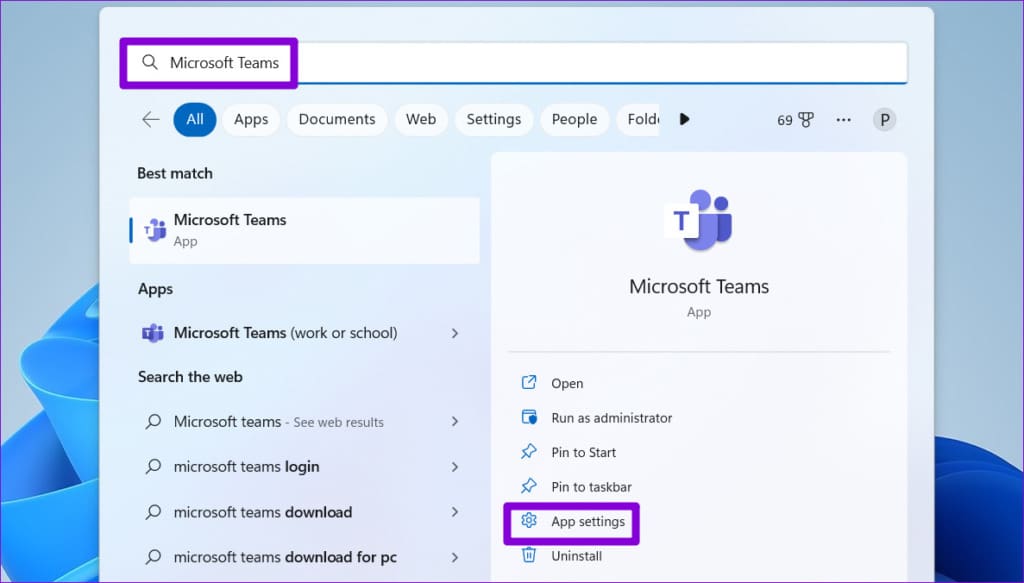 Teams App Settings