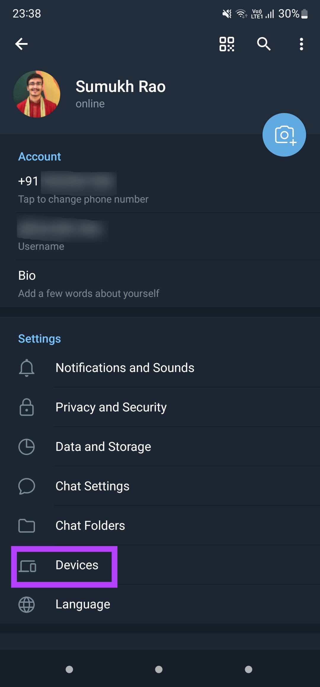 devices tab