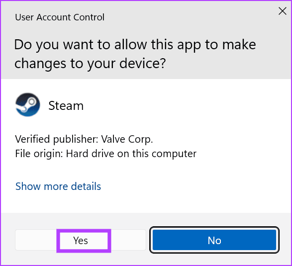user account control window