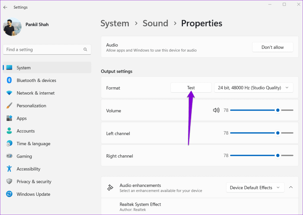 Test Audio on Windows