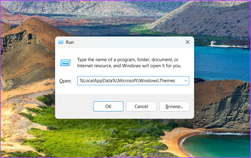 Themes folder command in the Run tool
