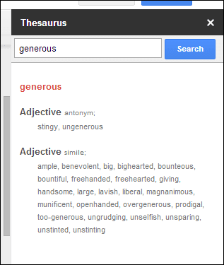 Thesaurus Add On Results