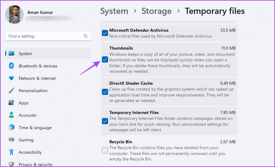Thumbnails box in Settings