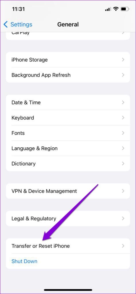Transfer or Reset iPhone