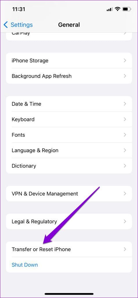 Transfer or Reset iPhone