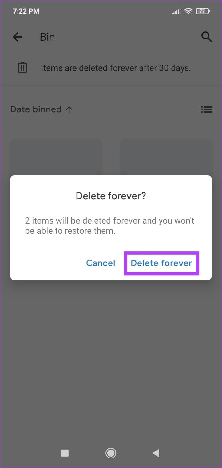 Tap on Delete forever