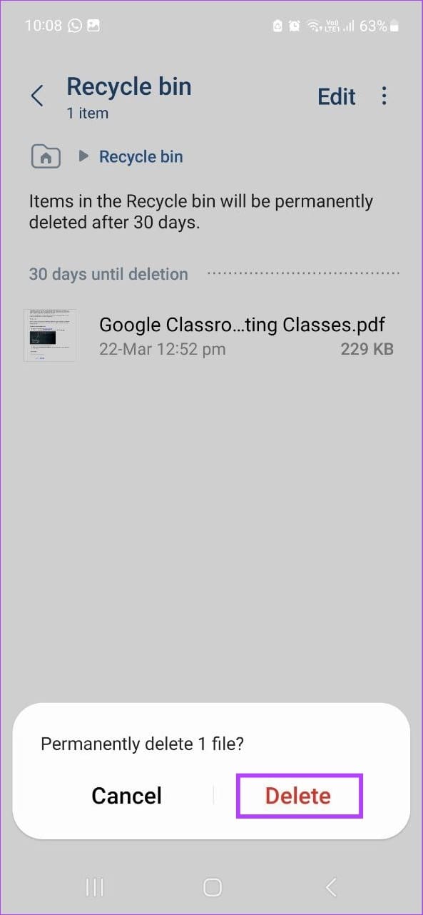 Tap on Delete