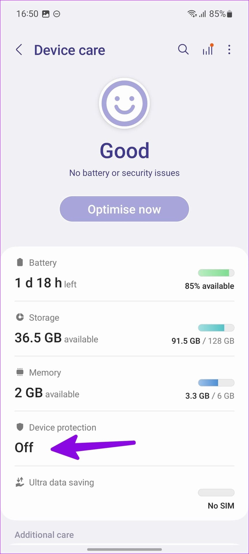 open device protection on Samsung Galaxy phone