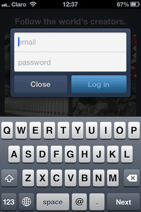 Tumblr Login Screen