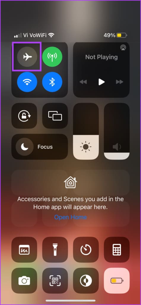 Tap the Airplane icon to turn it on and then off