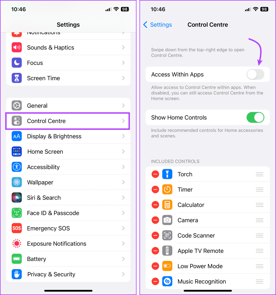 Toggle Off Access Within Apps