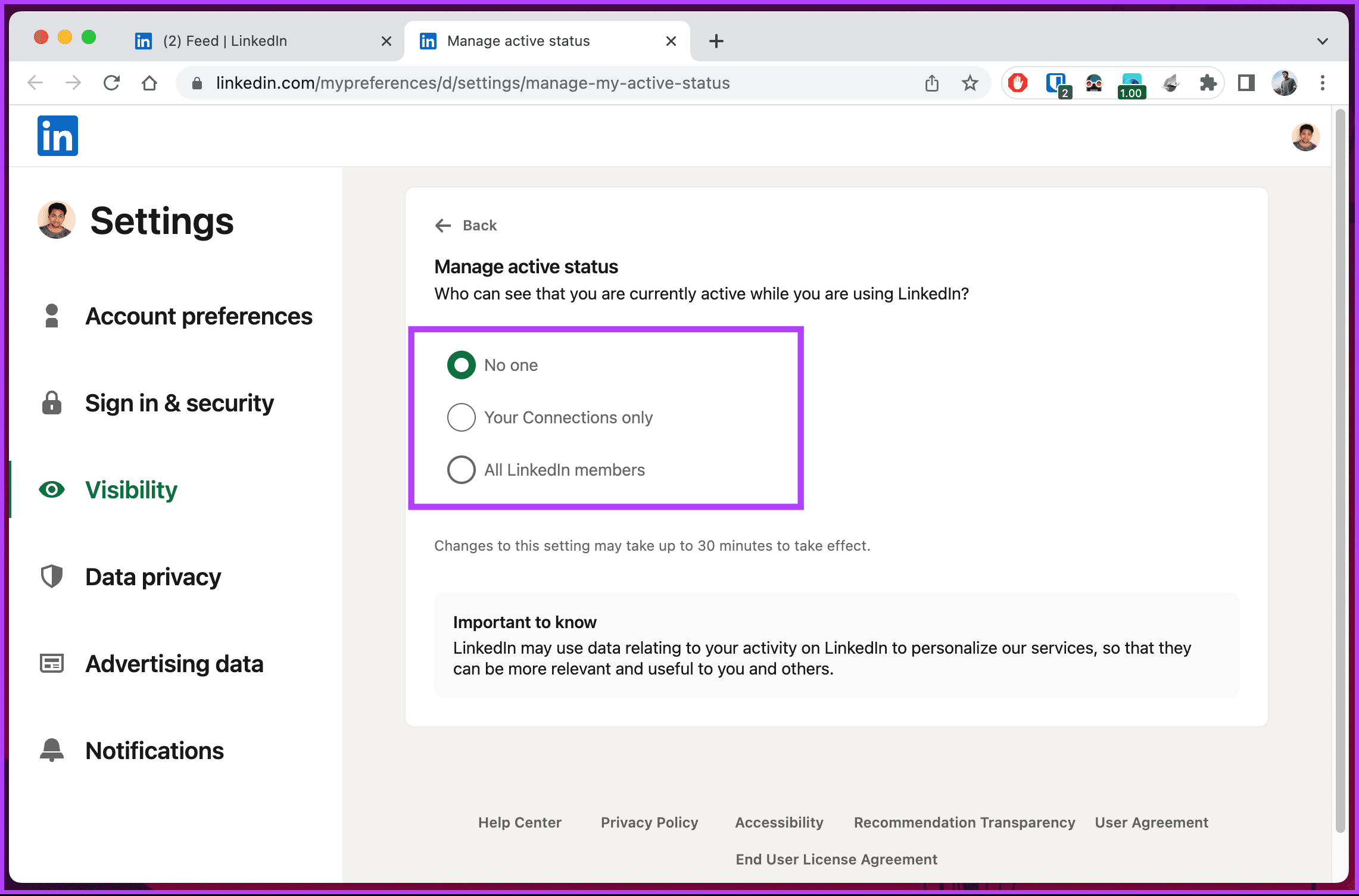 Under Manage active status