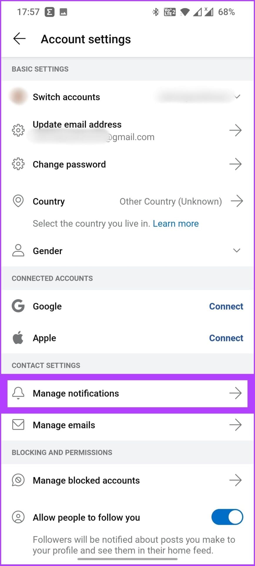 Tap on Manage Notifications