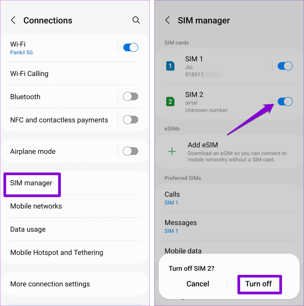 Turn Off SIM on Android