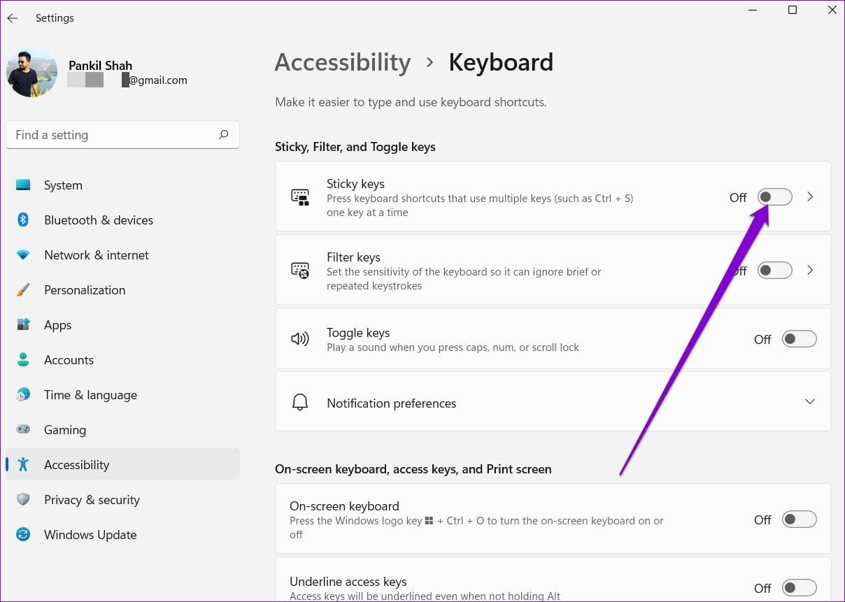 Turn Off Sticky Keys on Windows