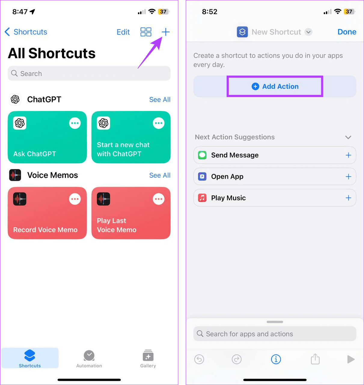 Create a new Shortcut