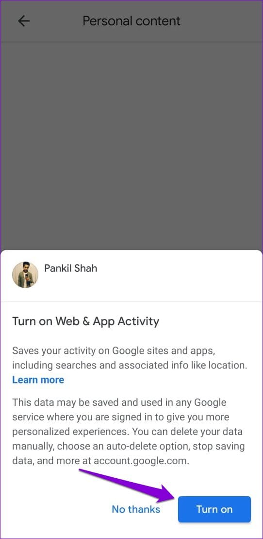 Turn On Web and App Activity in Google Maps