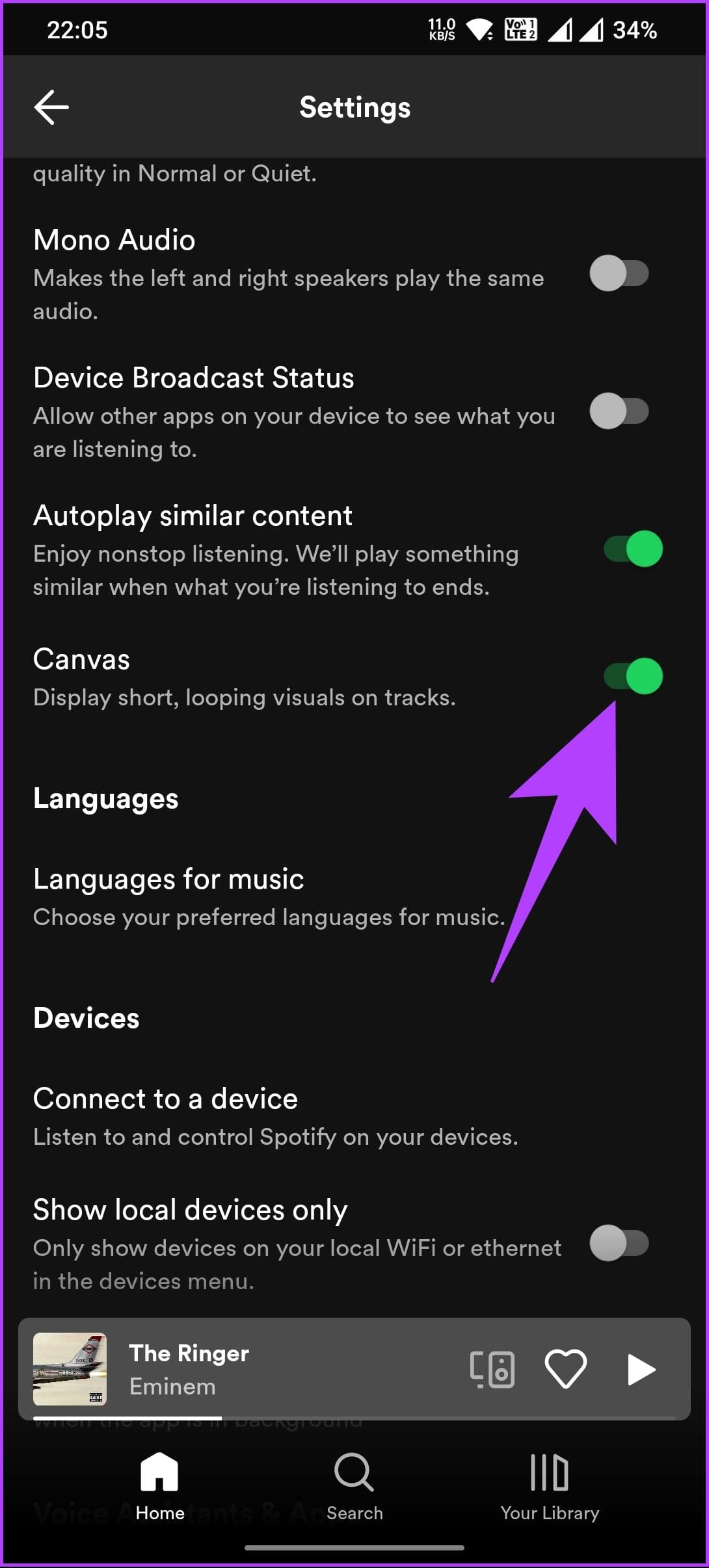 toggle on the button