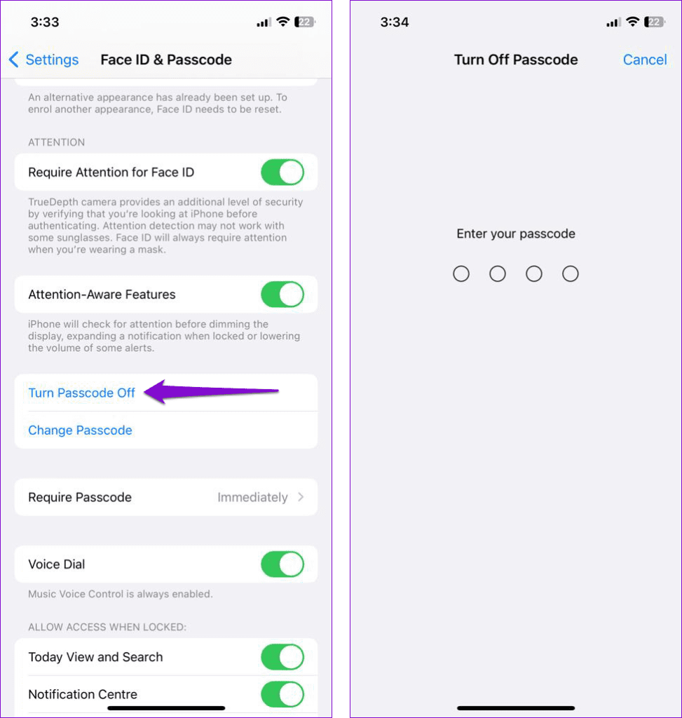 Turn Passcode Off on iPhone