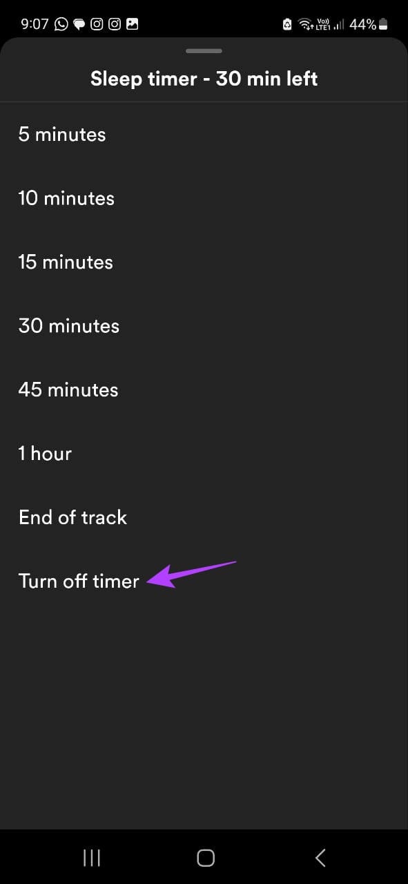 Turn off Sleep timer
