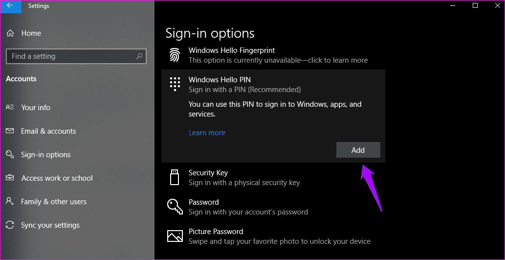 Turn off Windows Hello Pin and Setup Prompt Notification 5