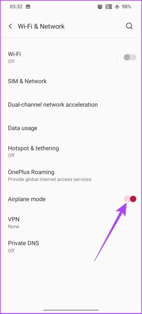 Turn on Airplane mode- Fix Authentication Error (4)