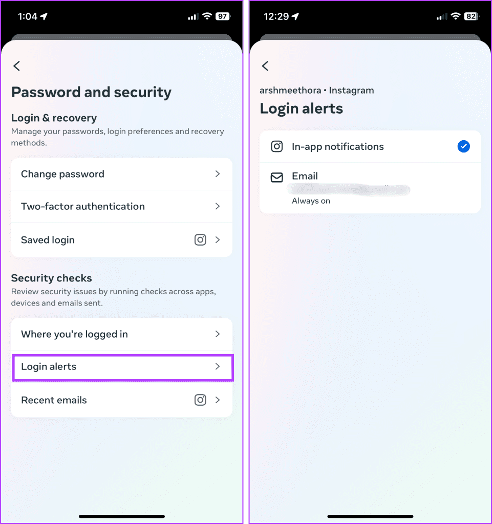 Tap Login alerts 