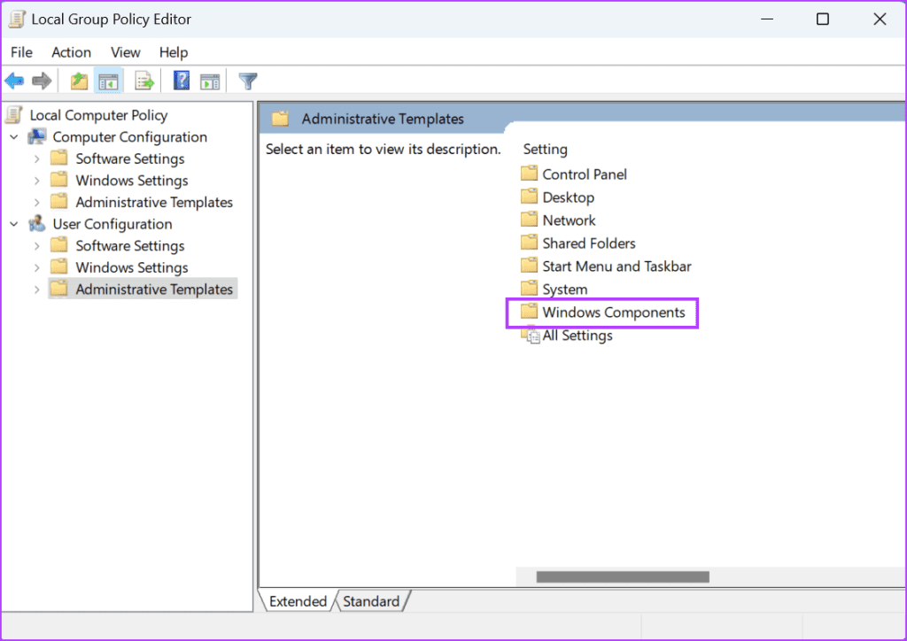 Group Policy Editor window
