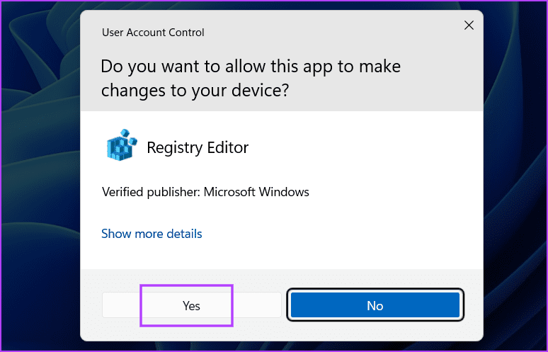 User account control window
