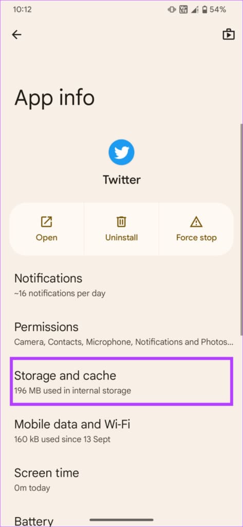 storage settings