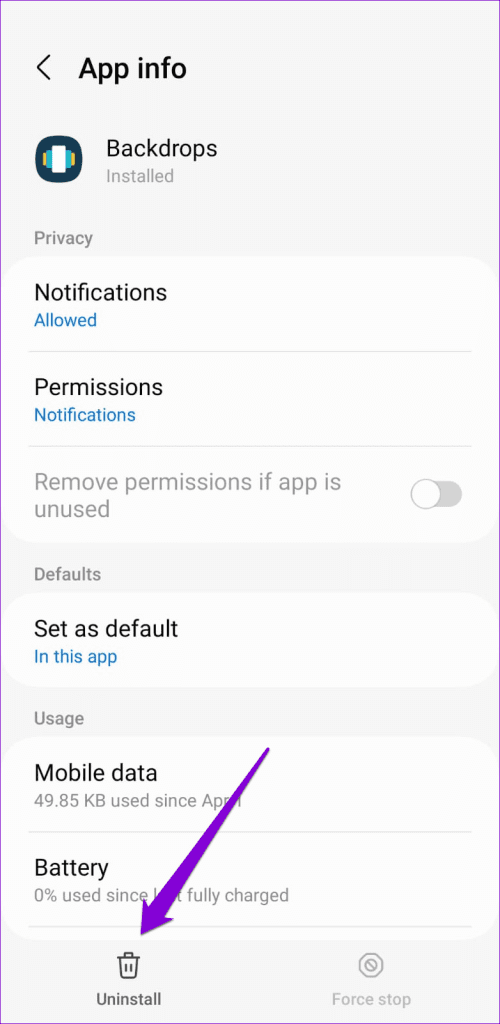Uninstall App on Android