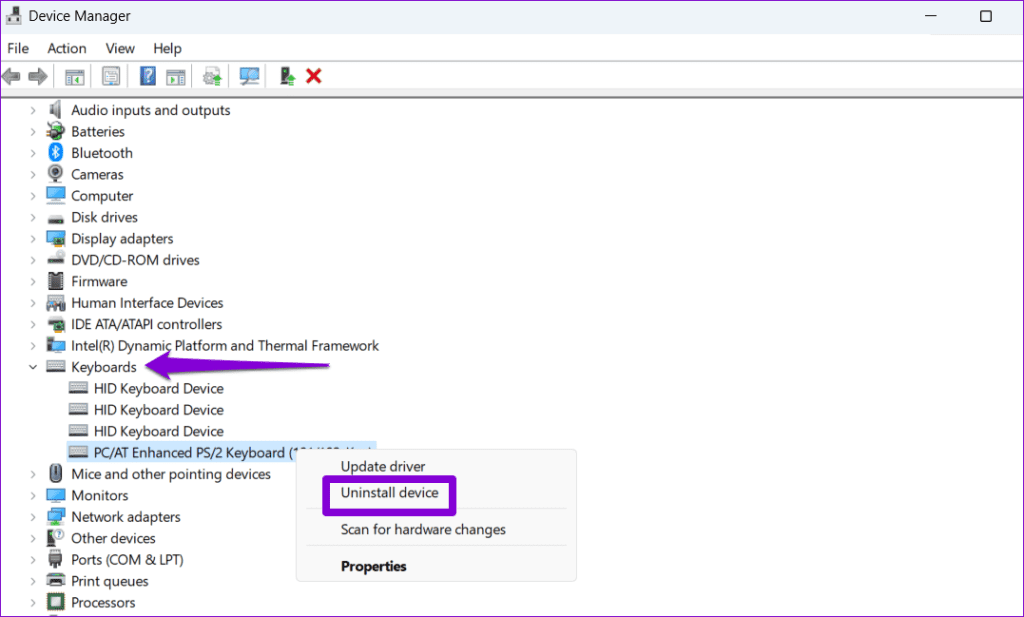 Uninstall Keyboard Driver Windows 11