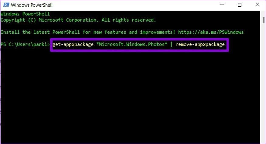 Uninstall Microsoft Photos App