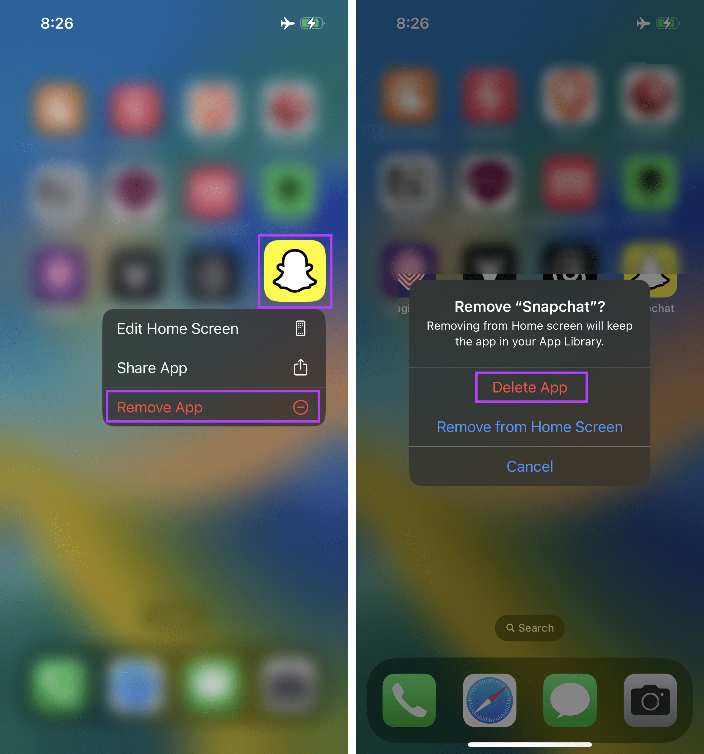 Uninstall Snapchat on iPhone 