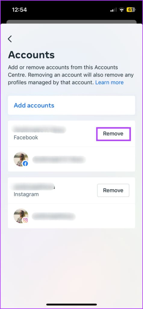 Remove Facebook account