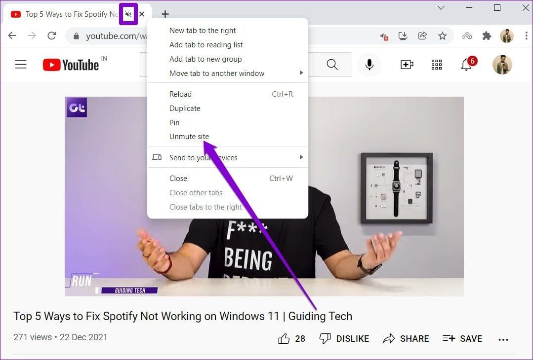 Unmute Browser Tab