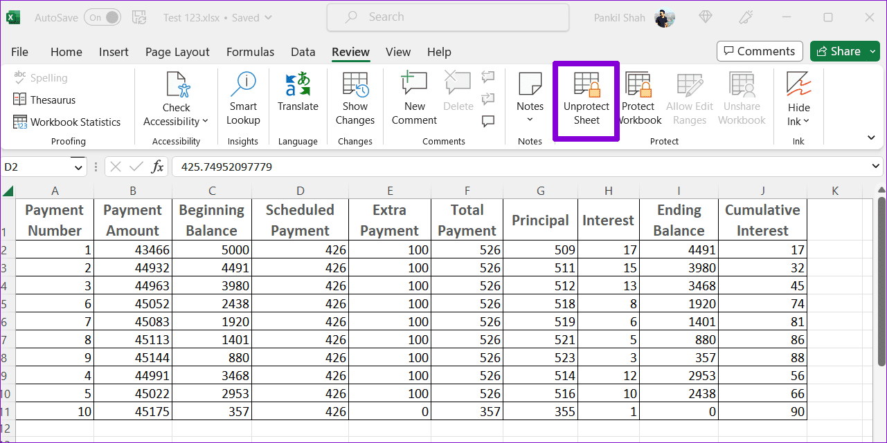 Unprotect Excel Worksheet