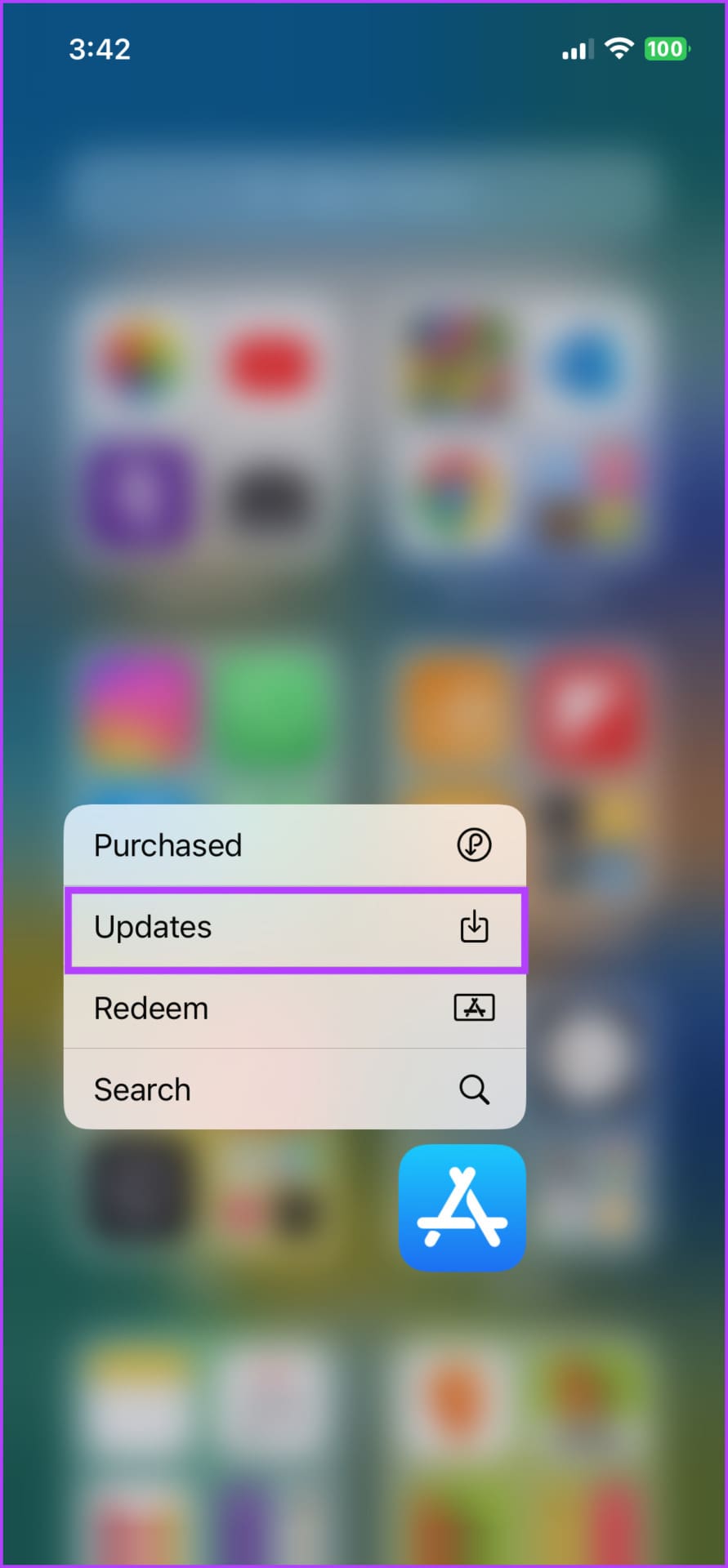 Tap Updates from the contextual menu