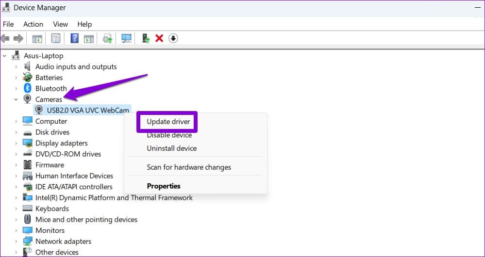 Update Camera Drivers on Windows 11