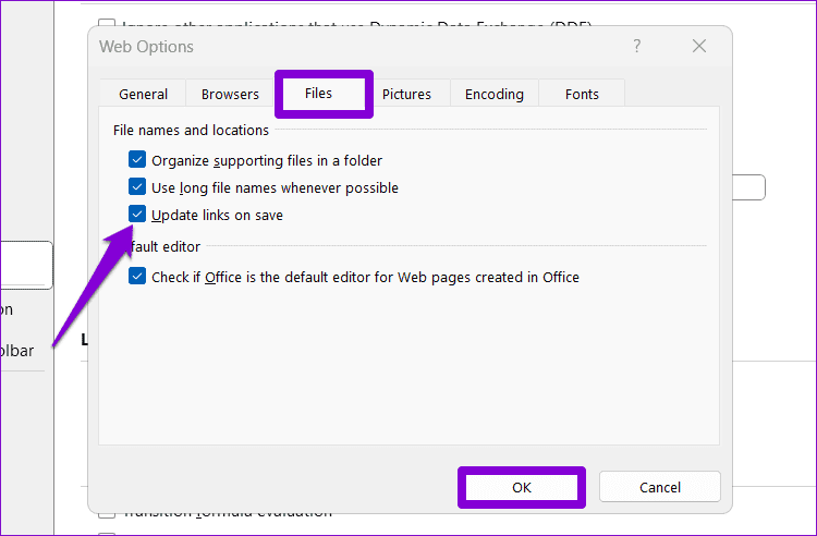 Update Links on Save in Excel