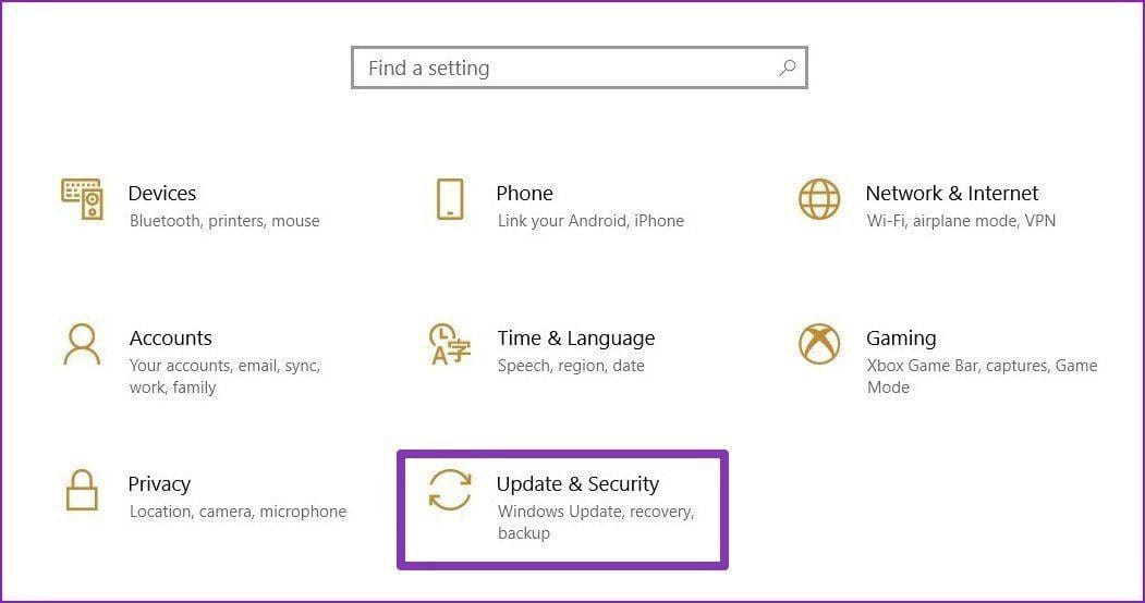 Update Security in Settings