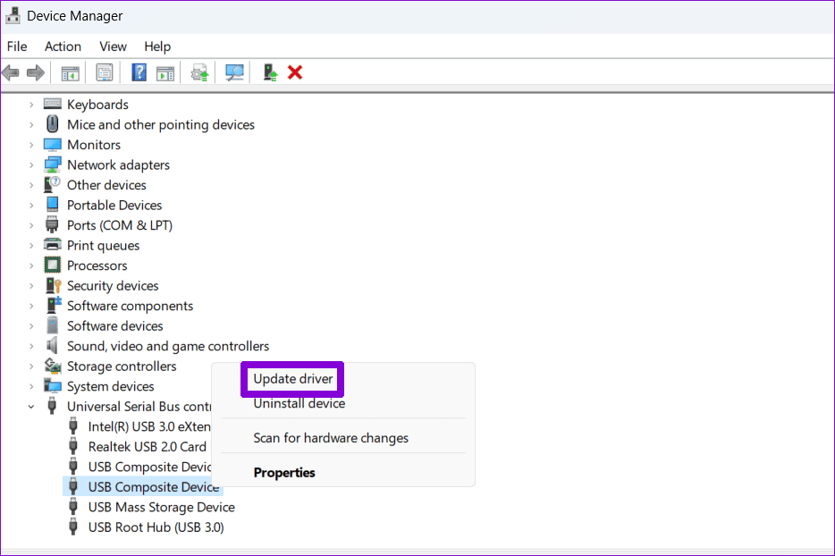 Update USB Driver on Windows