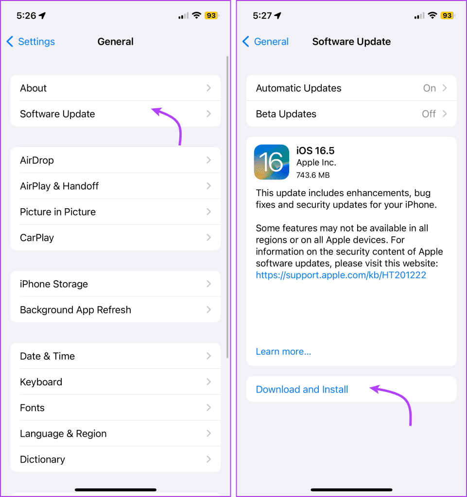 Tap Download and install