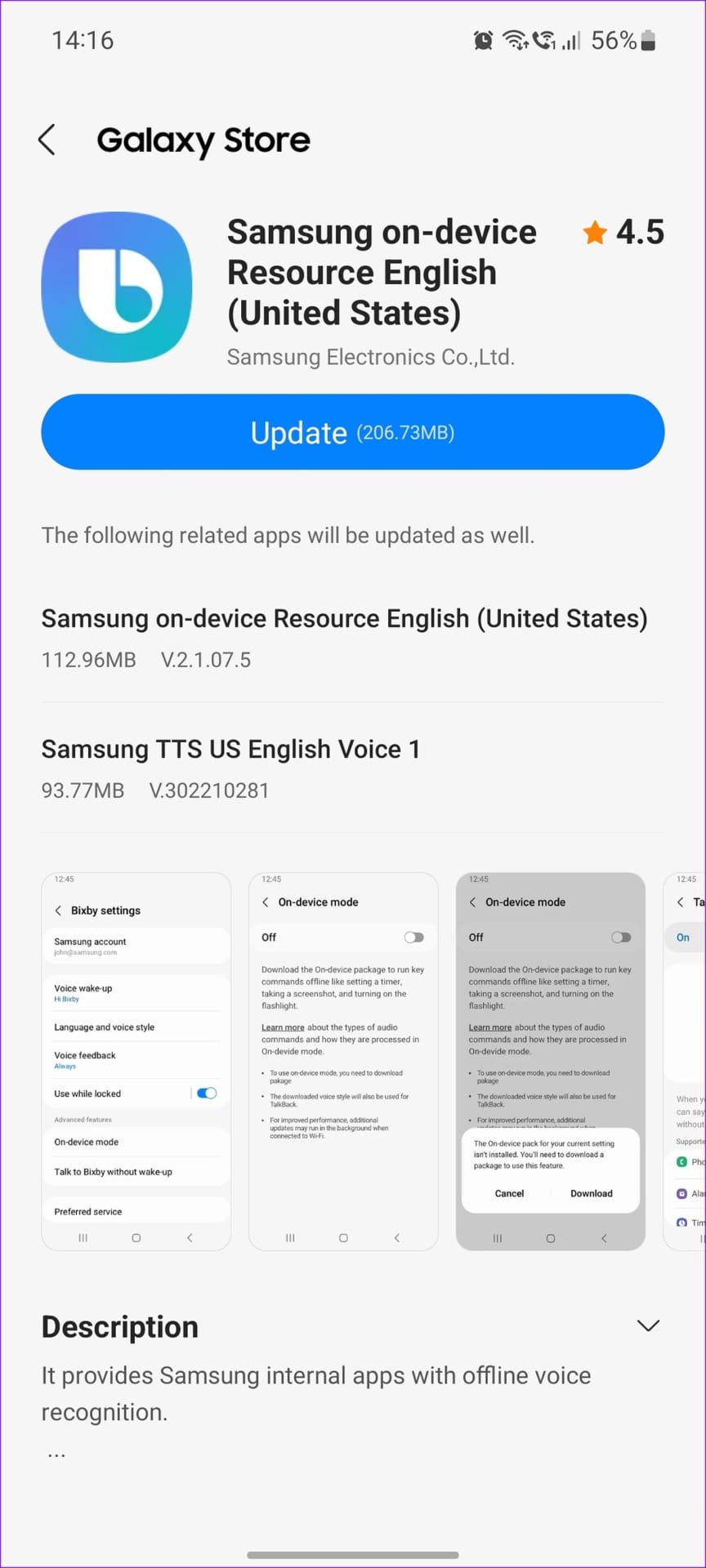 download language pack for bixby text call