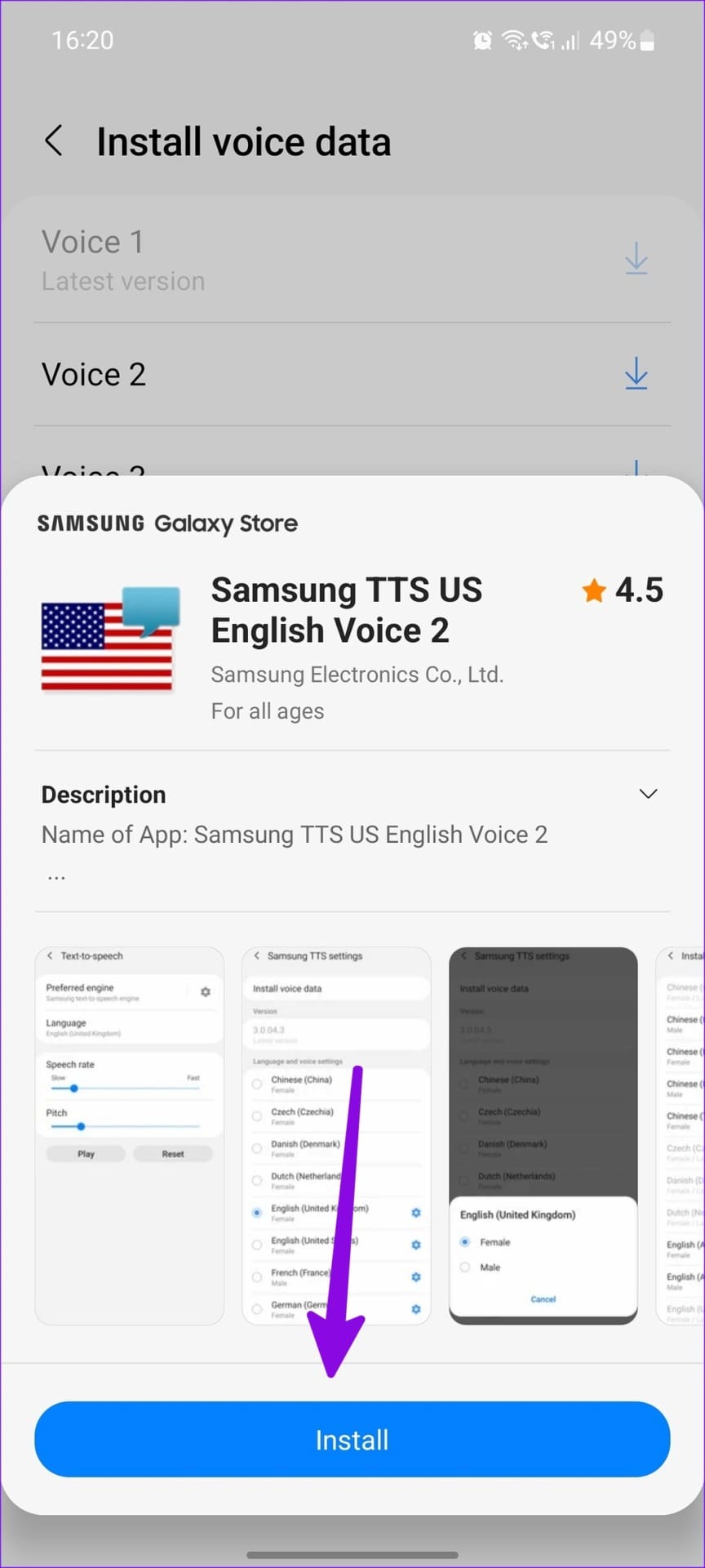 Voice packs bixby text call