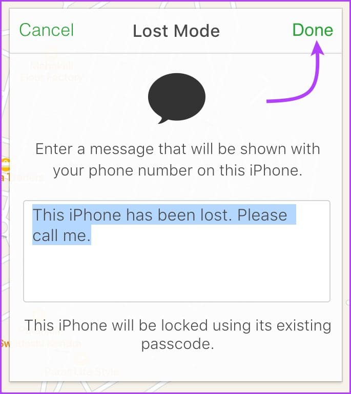 Enter the Lock Mode message