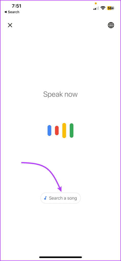 Tap Search a song button