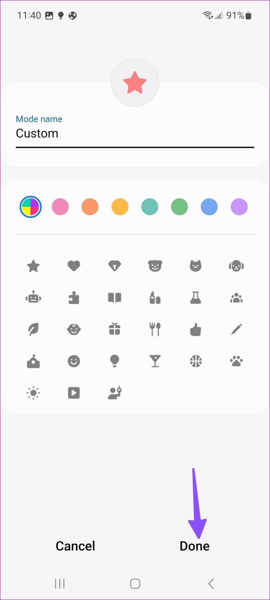 create custom mode on Samsung Galaxy phone