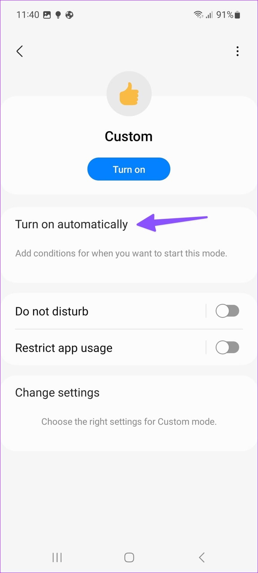 turn on automatically